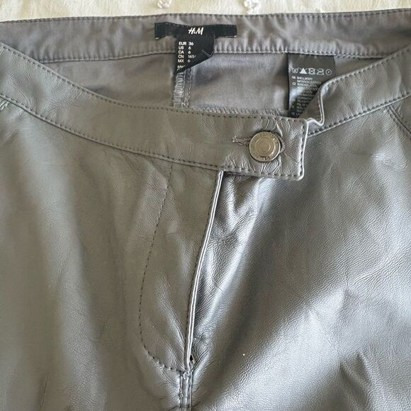 H&M Gray Faux Leather Moto Women's Pants - Picture 2 of 3